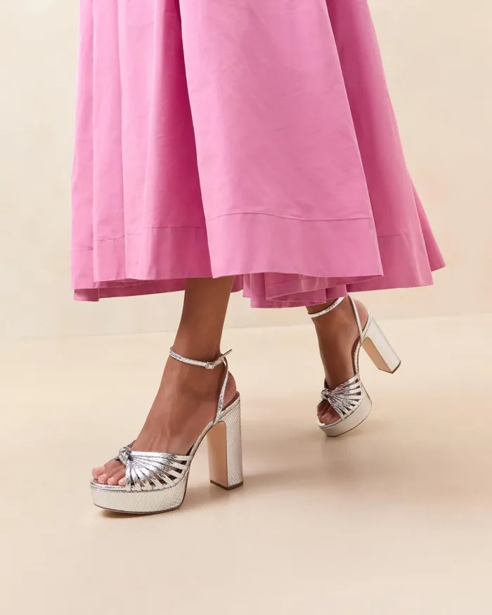 Women Heeled Sandals Loeffler Randall Rivka Silver Knot Platform Sandal L Heeled Sandals L Handbags