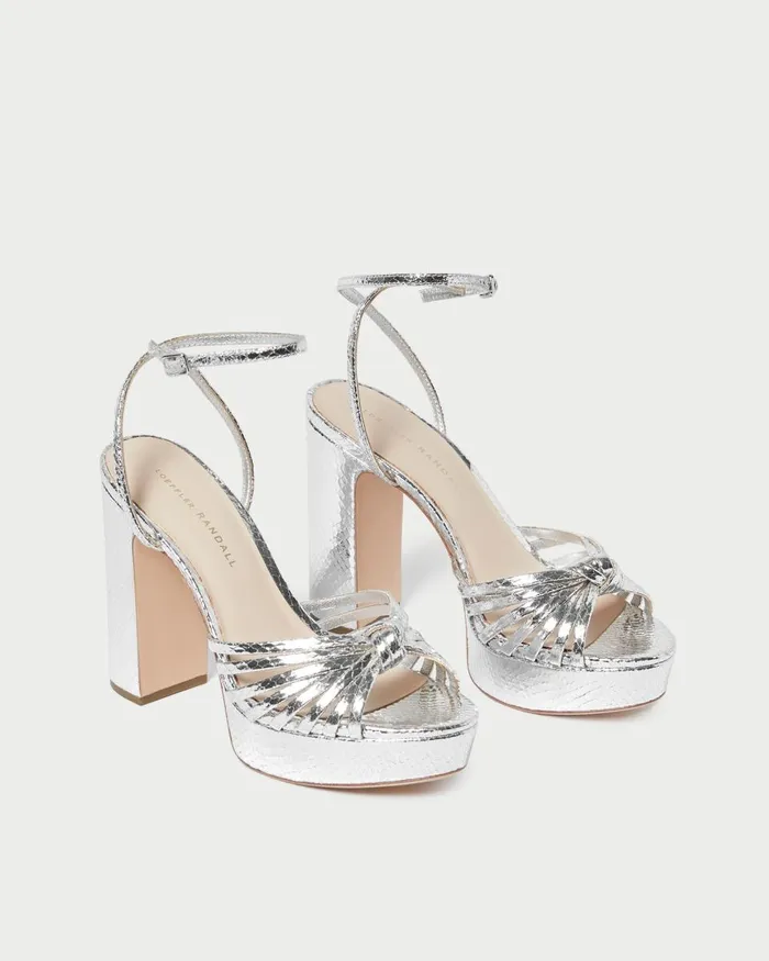 Women Heeled Sandals Loeffler Randall Rivka Silver Knot Platform Sandal L Heeled Sandals L Handbags