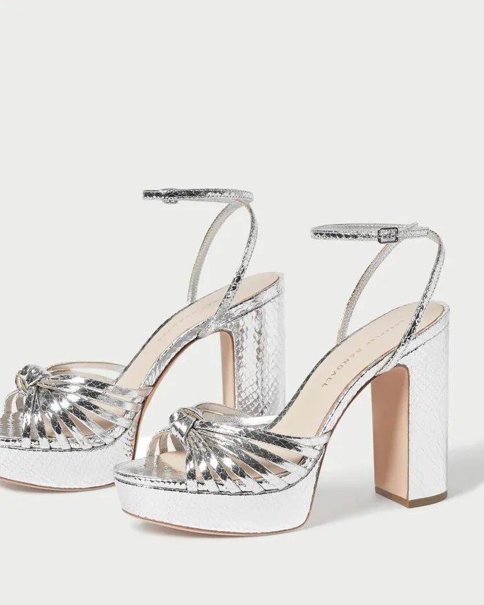 Women Heeled Sandals Loeffler Randall Rivka Silver Knot Platform Sandal L Heeled Sandals L Handbags