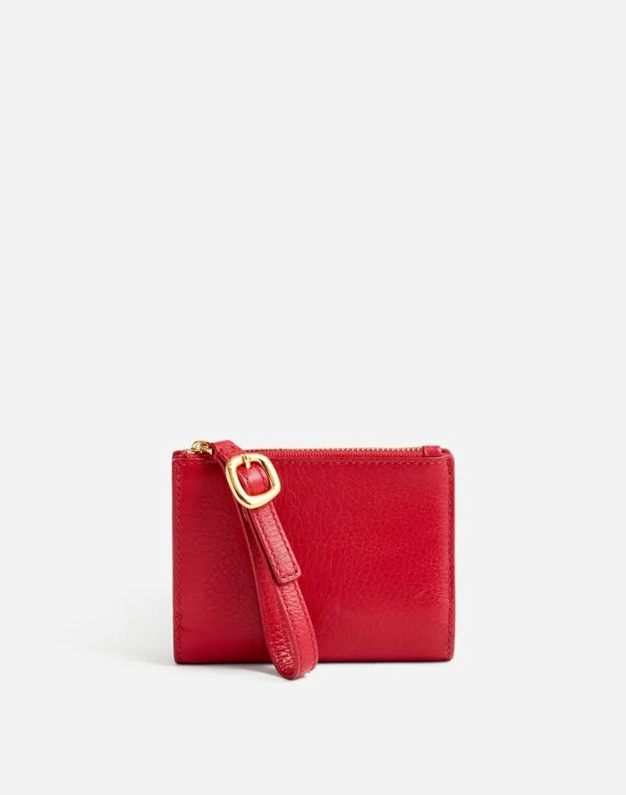 Women Leather Bifold Wallet Wristlet Bright Ember Madewell Pouches and Wallets