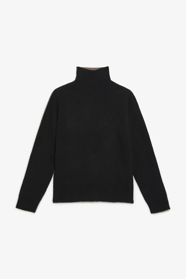 Women Malparmi Knitwear Cashmerewool Bicolor Sweater Blackgrey