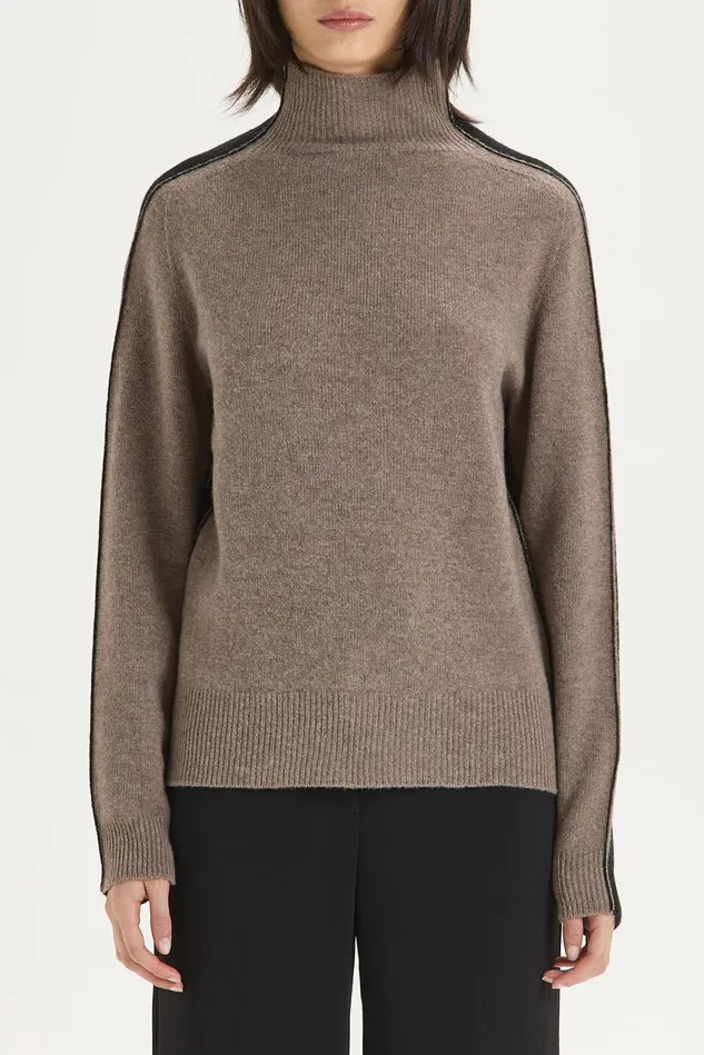 Women Malparmi Knitwear Cashmerewool Bicolor Sweater Blackgrey