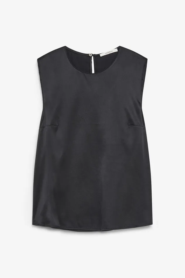 Women Malparmi Tshirts And Tops Silk Satin Top Black