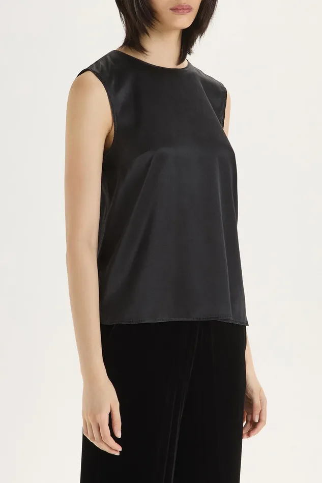 Women Malparmi Tshirts And Tops Silk Satin Top Black