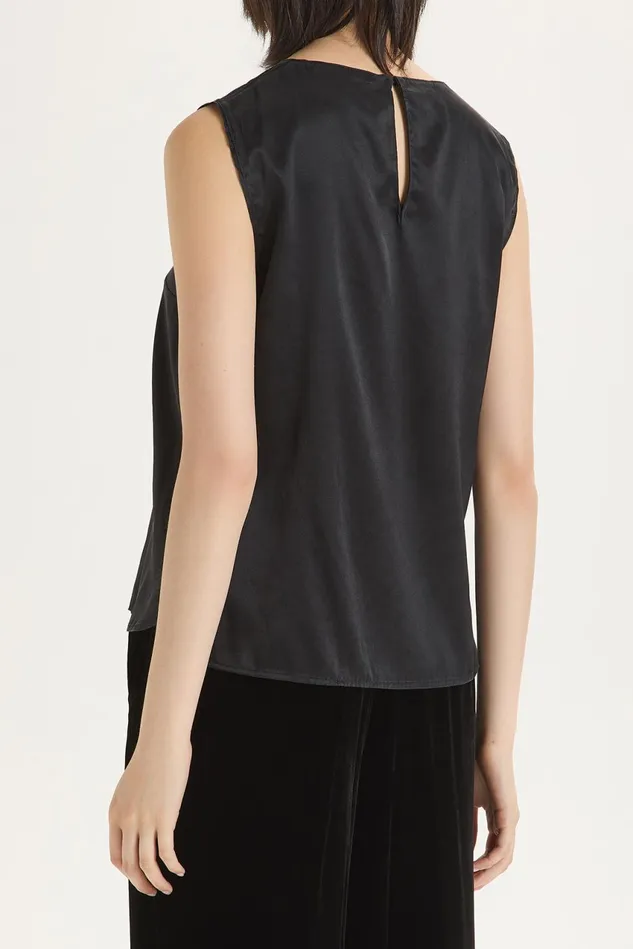 Women Malparmi Tshirts And Tops Silk Satin Top Black