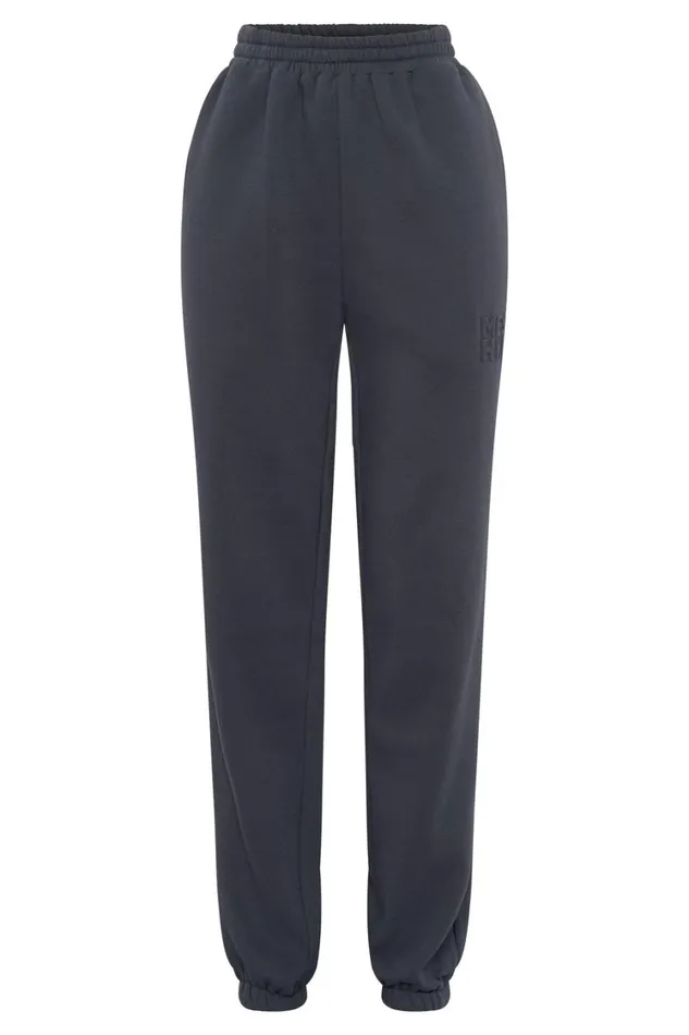 Women Meshki Bottoms Emery Embossed Fleeceback Joggers 8211 Charcoal