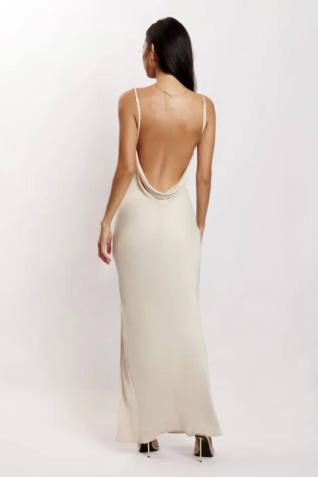 Women Meshki Dresses Jade Cowl Neck Backless Maxi Dress 8211 Bone Women Meshki Dresses Jade Cowl Neck Backless Maxi Dress 8211 Bone