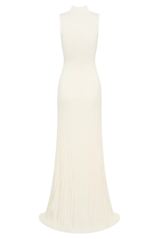 Women Meshki Dresses Mavis High Neck Pleated Maxi Dress 8211 Ivory