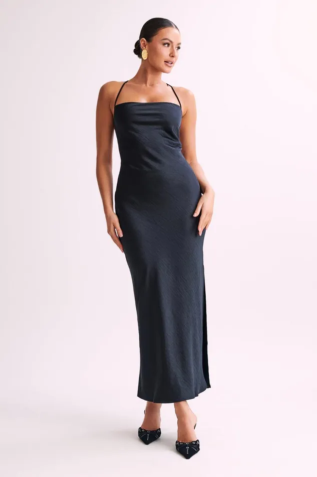 Women Meshki Dresses Sydney Straight Neck Slip Maxi Dress 8211 Black