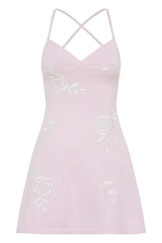 Women Meshki Dresses Victorie Rose Knit Mini Dress 8211 Fairy Floss Pink