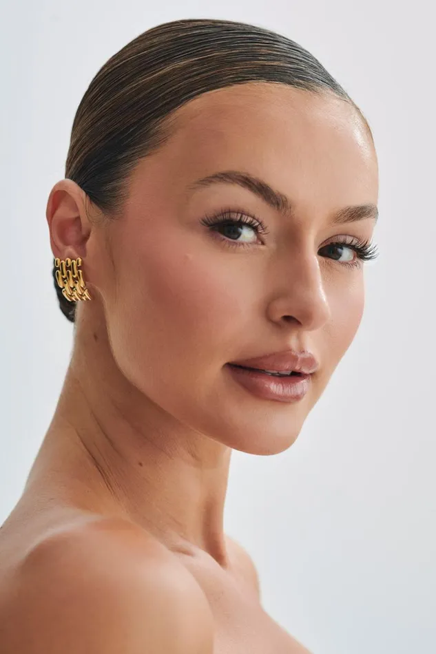 Women Meshki Jewellery Denise Cross Hatch Earrings 8211 Gold