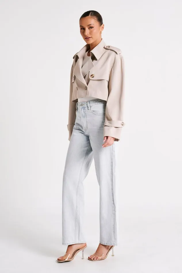 Women Meshki Outerwear Palmer Cropped Trench Coat 8211 Bone