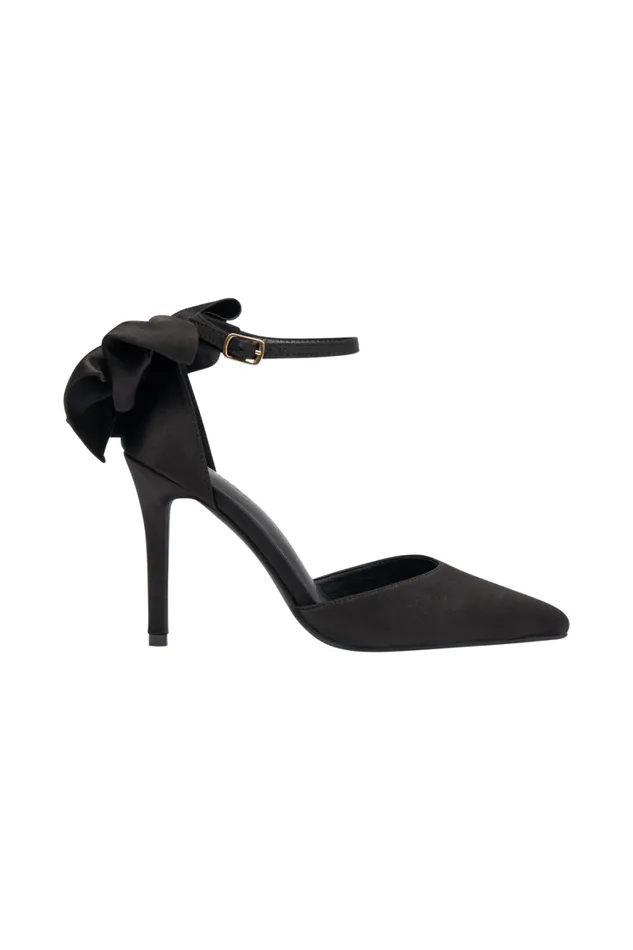 Women Meshki Shoes Charmed Satin Bow Heel 8211 Black
