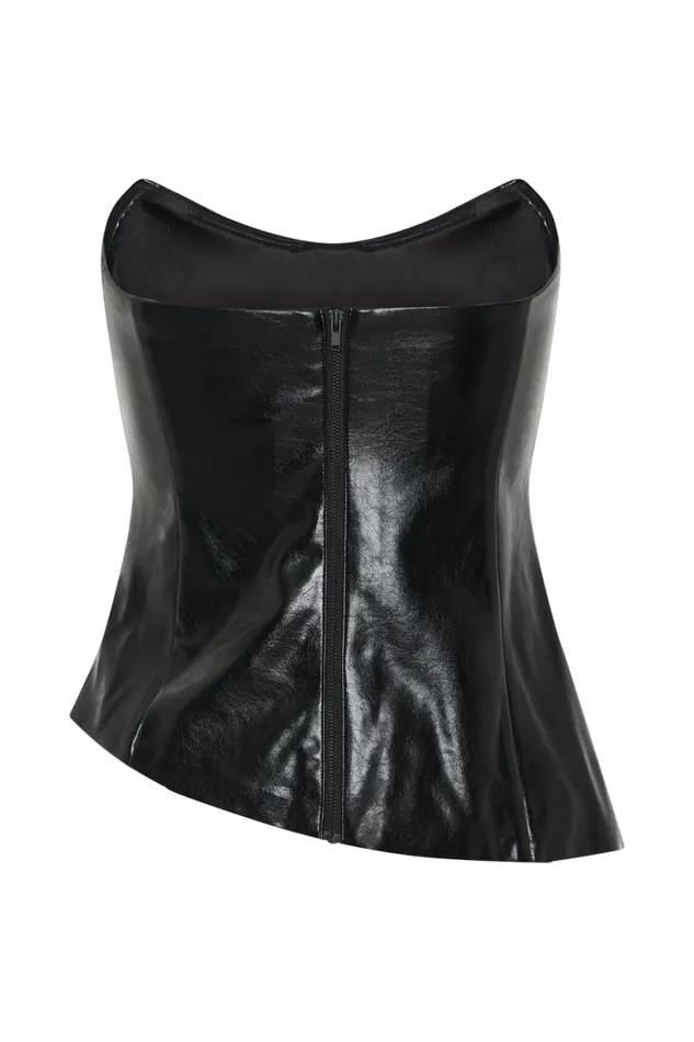 Women Meshki Tops Allana Faux Leather Strapless Top 8211 Black
