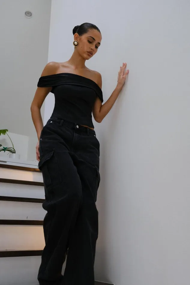 Women Meshki Tops Anysa Satin Strapless Top 8211 Black