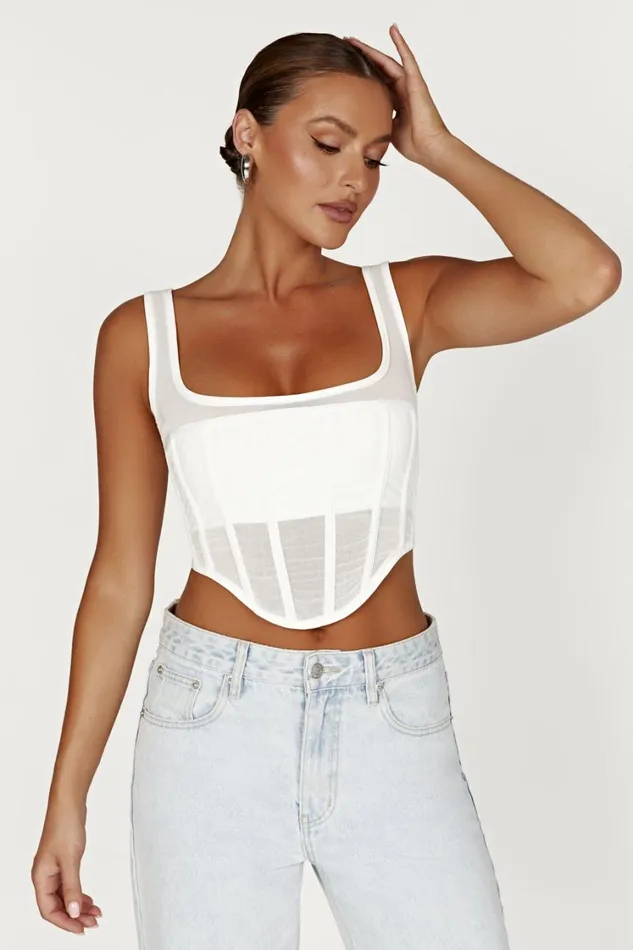 Women Meshki Tops Delaney Corset Bustier 8211 White