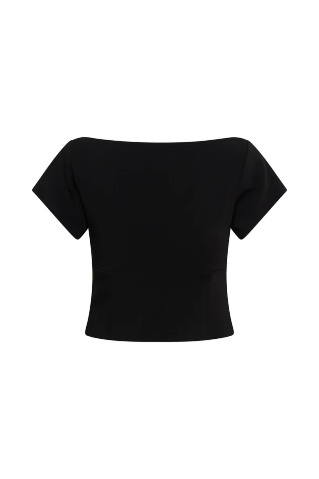 Women Meshki Tops Ellis Cap Sleeve Longline Suiting Top 8211 Black