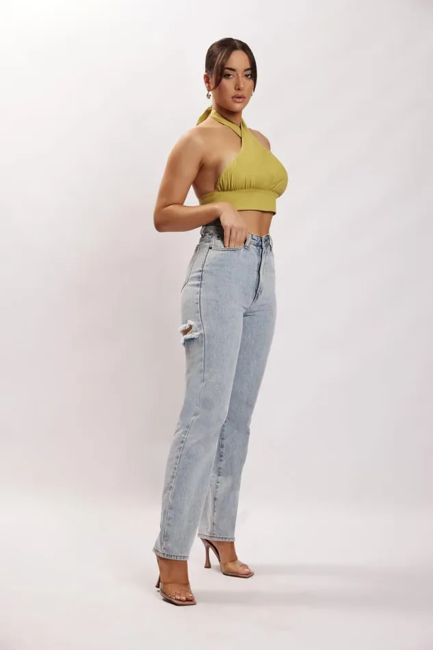Women Meshki Tops Piper Halter Neck Linen Crop Top 8211 Apple Women Meshki Tops Piper Halter Neck Linen Crop Top 8211 Apple