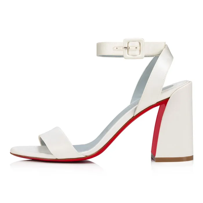 Women Miss Sabina 85 Mm Sandals 8211 Crepe Satin 8211 Ivory White Christian Louboutin Sandals and Slides
