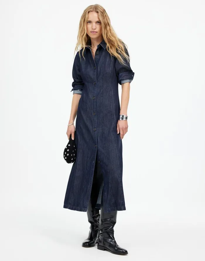 Women Seamed Midi Shirtdress In Segovia Wash Airy Denim Edition Segovia Wash Madewell Dresses