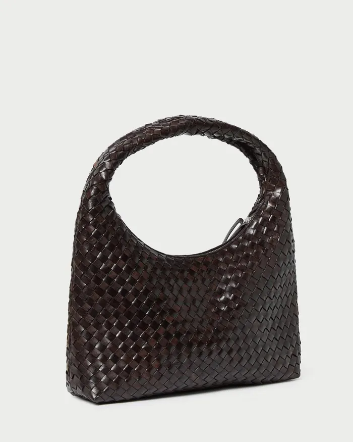 Women Shoulder Bags Loeffler Randall Willow Chocolate Woven Leather Hobo