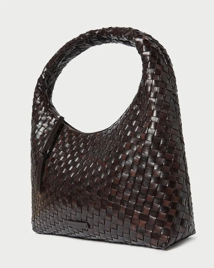 Women Shoulder Bags Loeffler Randall Willow Chocolate Woven Leather Hobo