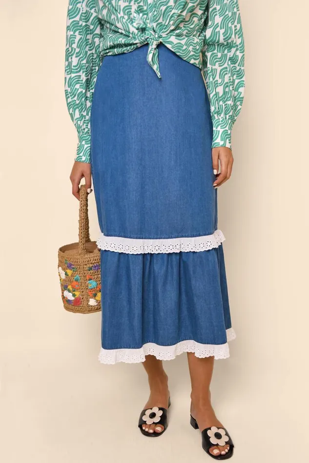 Women Skirts RIXO Elina Indigo Wash Women Skirts RIXO Elina Indigo Wash
