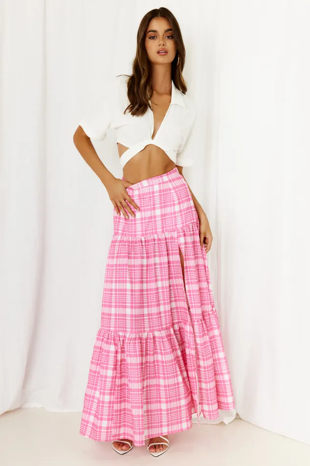 Women Skirts Runaway The Label Valence Maxi Skirt Pink Check Women Skirts Runaway The Label Valence Maxi Skirt Pink Check