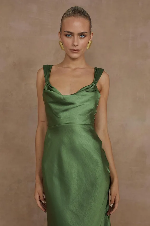 Women Slip Dresses Runaway The Label HAVANNA MIDI DRESS Olive
