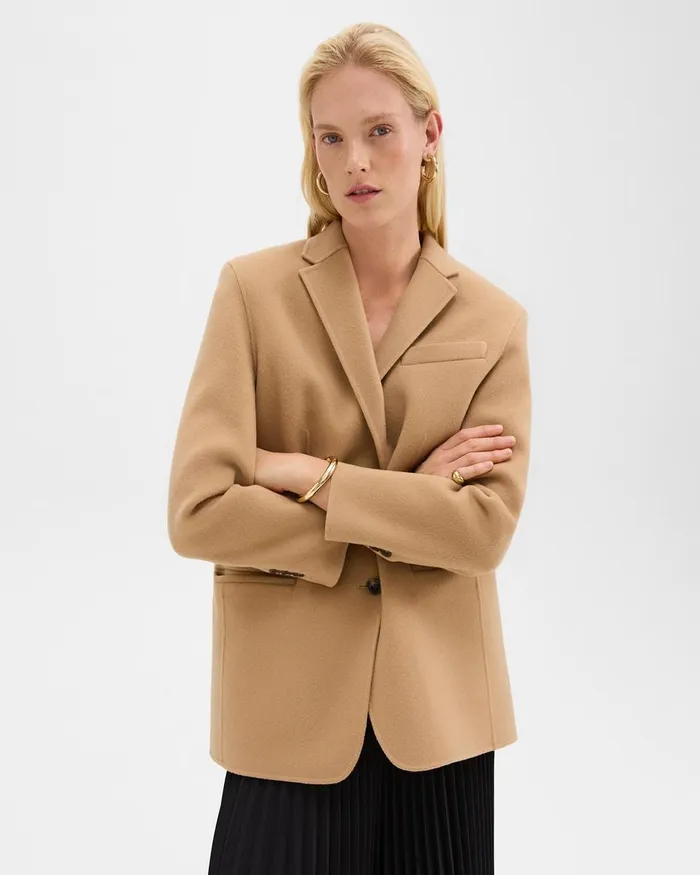 Women Theory Blazers Jackets Oversized Blazer In DoubleFace WoolCashmere New Camel Women Theory Blazers Jackets Oversized Blazer In DoubleFace WoolCashmere New Camel