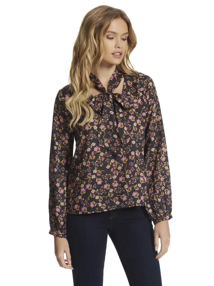 Women Tops Jessica Simpson Tomkin Blouse In Black Blooms Black Prickly Blooms