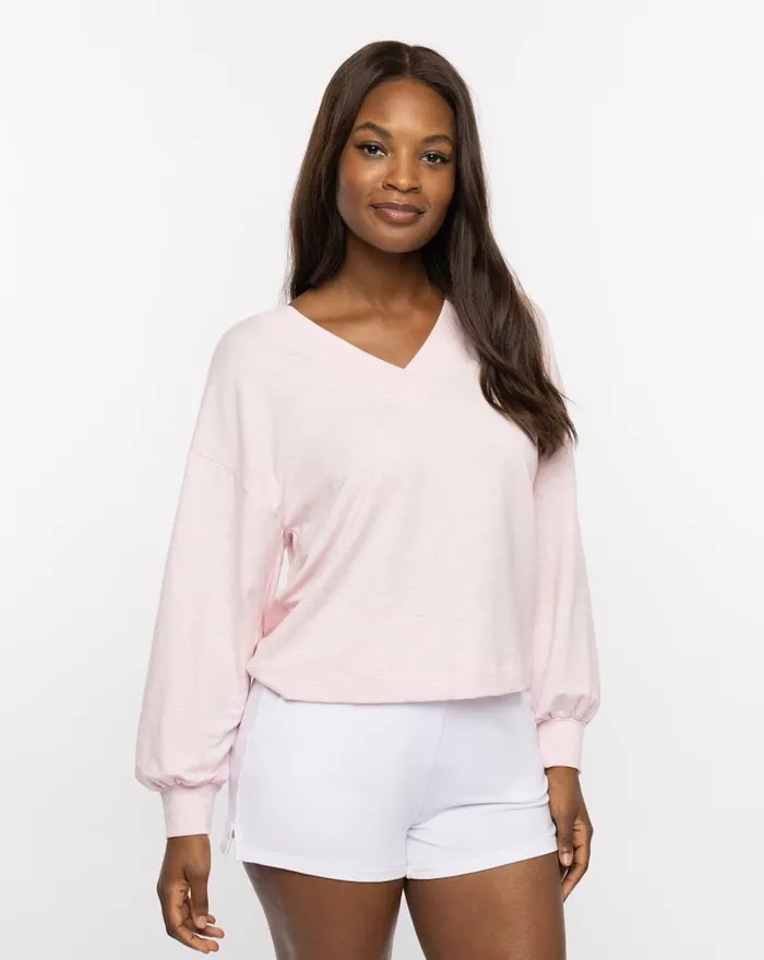 Women VIP TREATMENT CLOUD FRENCH TERRY TOP Heather Lilac TravisMathew Shirts and Tops